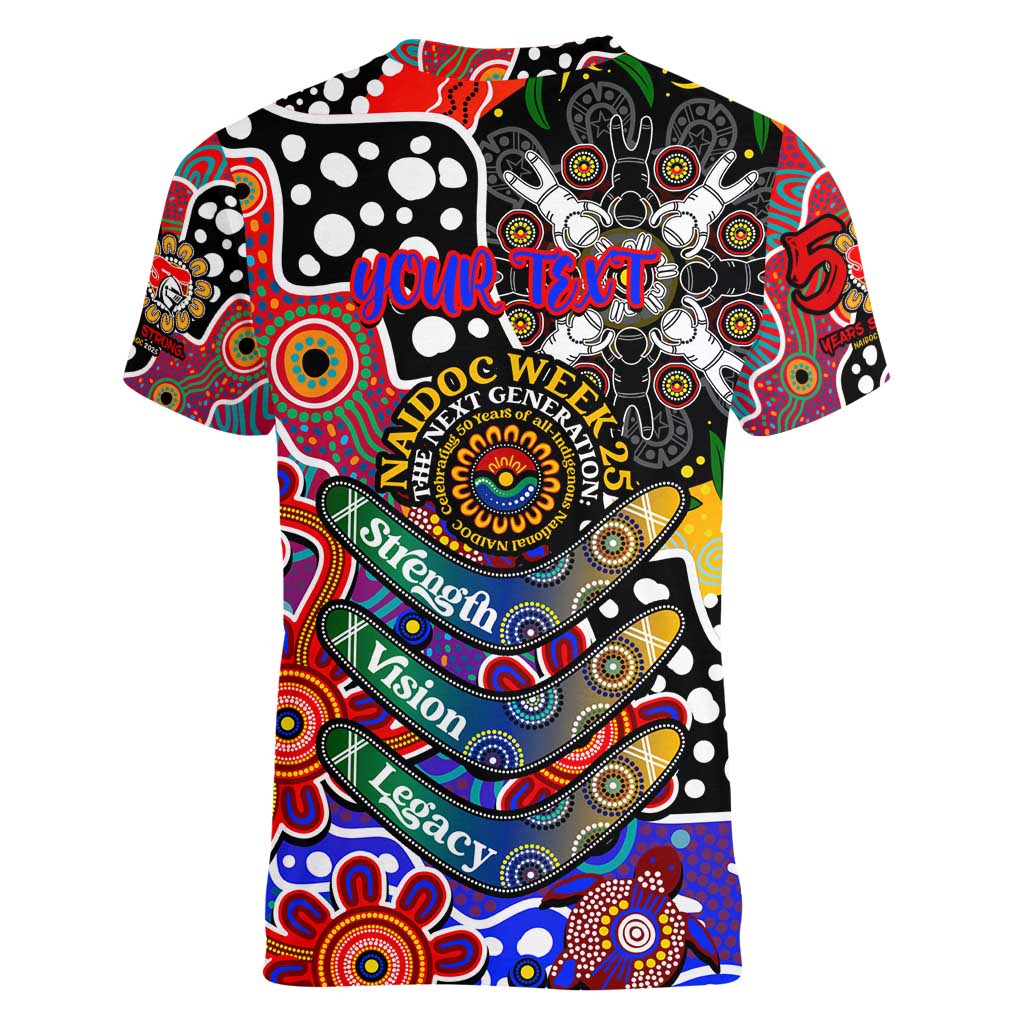 Personalised Knights NRL Celebrating 50 Years of Naidoc Women V-Neck T-Shirt NAIDOC Week 2025 Aboriginal
