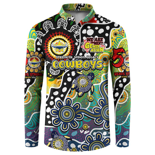 Personalised Cowboys NRL Celebrating 50 Years of Naidoc Button Sweatshirt NAIDOC Week 2025 Aboriginal