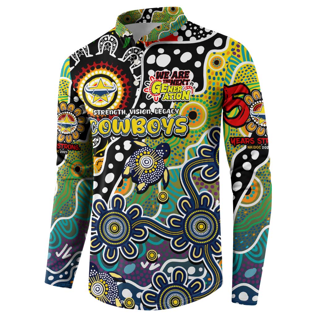 Personalised Cowboys NRL Celebrating 50 Years of Naidoc Button Sweatshirt NAIDOC Week 2025 Aboriginal