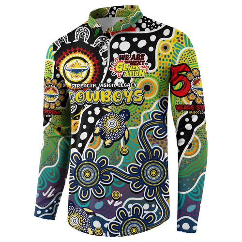 Personalised Cowboys NRL Celebrating 50 Years of Naidoc Button Sweatshirt NAIDOC Week 2025 Aboriginal