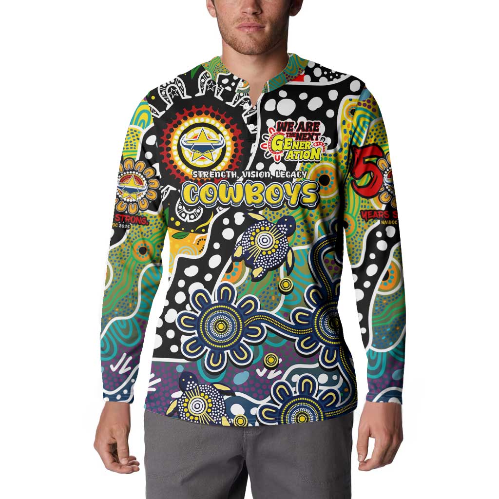 Personalised Cowboys NRL Celebrating 50 Years of Naidoc Button Sweatshirt NAIDOC Week 2025 Aboriginal