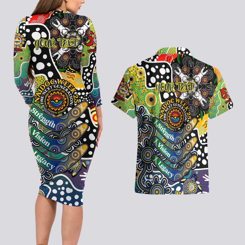 Personalised Cowboys NRL Celebrating 50 Years of Naidoc Couples Matching Long Sleeve Bodycon Dress and Hawaiian Shirt NAIDOC Week 2025 Aboriginal
