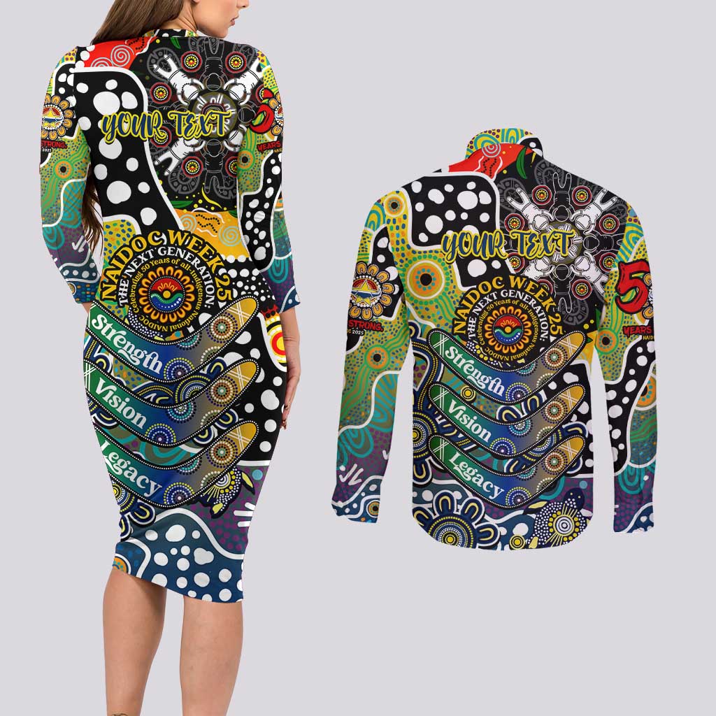 Personalised Cowboys NRL Celebrating 50 Years of Naidoc Couples Matching Long Sleeve Bodycon Dress and Long Sleeve Button Shirt NAIDOC Week 2025 Aboriginal
