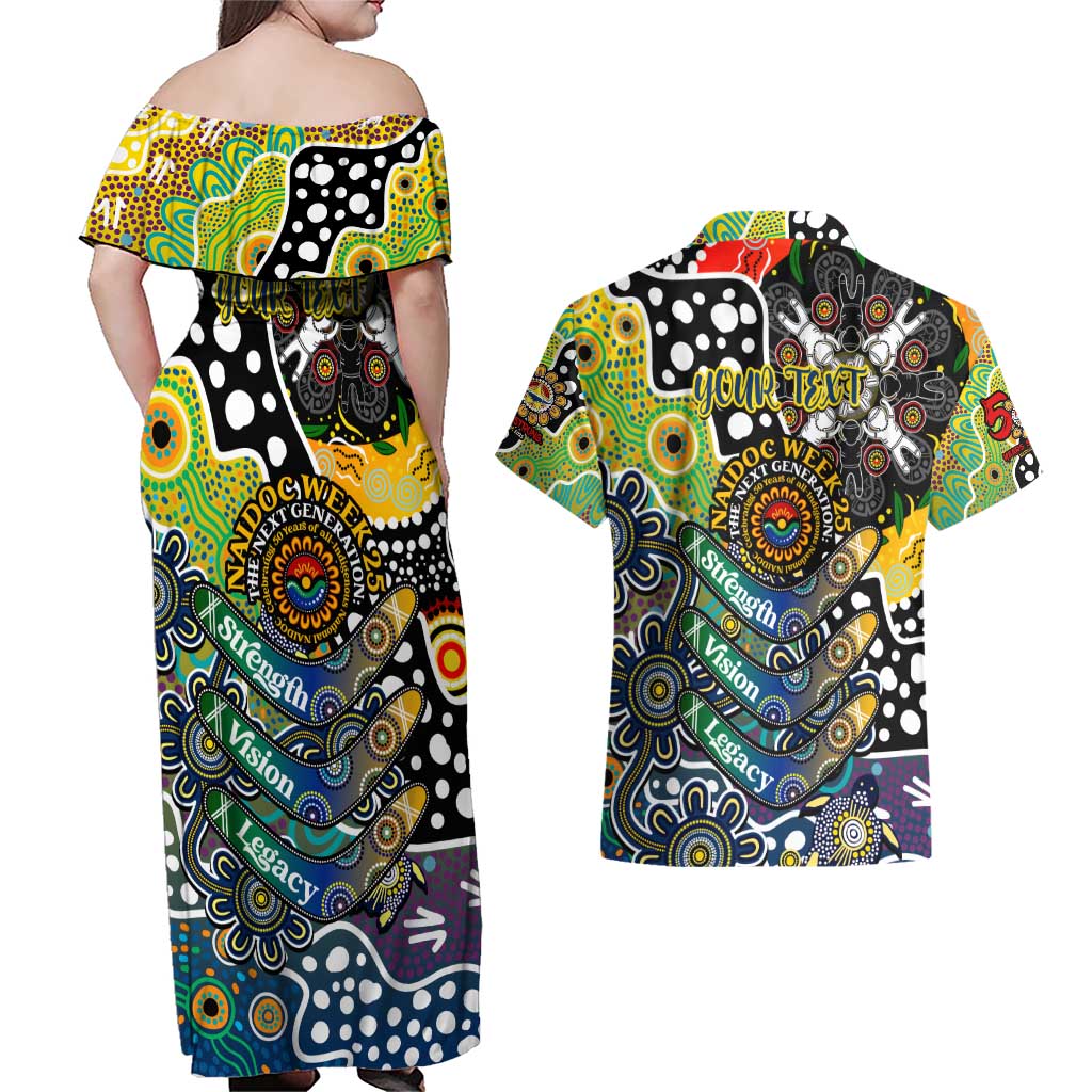 Personalised Cowboys NRL Celebrating 50 Years of Naidoc Couples Matching Off Shoulder Maxi Dress and Hawaiian Shirt NAIDOC Week 2025 Aboriginal