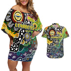 Personalised Cowboys NRL Celebrating 50 Years of Naidoc Couples Matching Off Shoulder Short Dress and Hawaiian Shirt NAIDOC Week 2025 Aboriginal