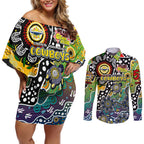 Personalised Cowboys NRL Celebrating 50 Years of Naidoc Couples Matching Off Shoulder Short Dress and Long Sleeve Button Shirt NAIDOC Week 2025 Aboriginal