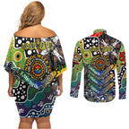 Personalised Cowboys NRL Celebrating 50 Years of Naidoc Couples Matching Off Shoulder Short Dress and Long Sleeve Button Shirt NAIDOC Week 2025 Aboriginal