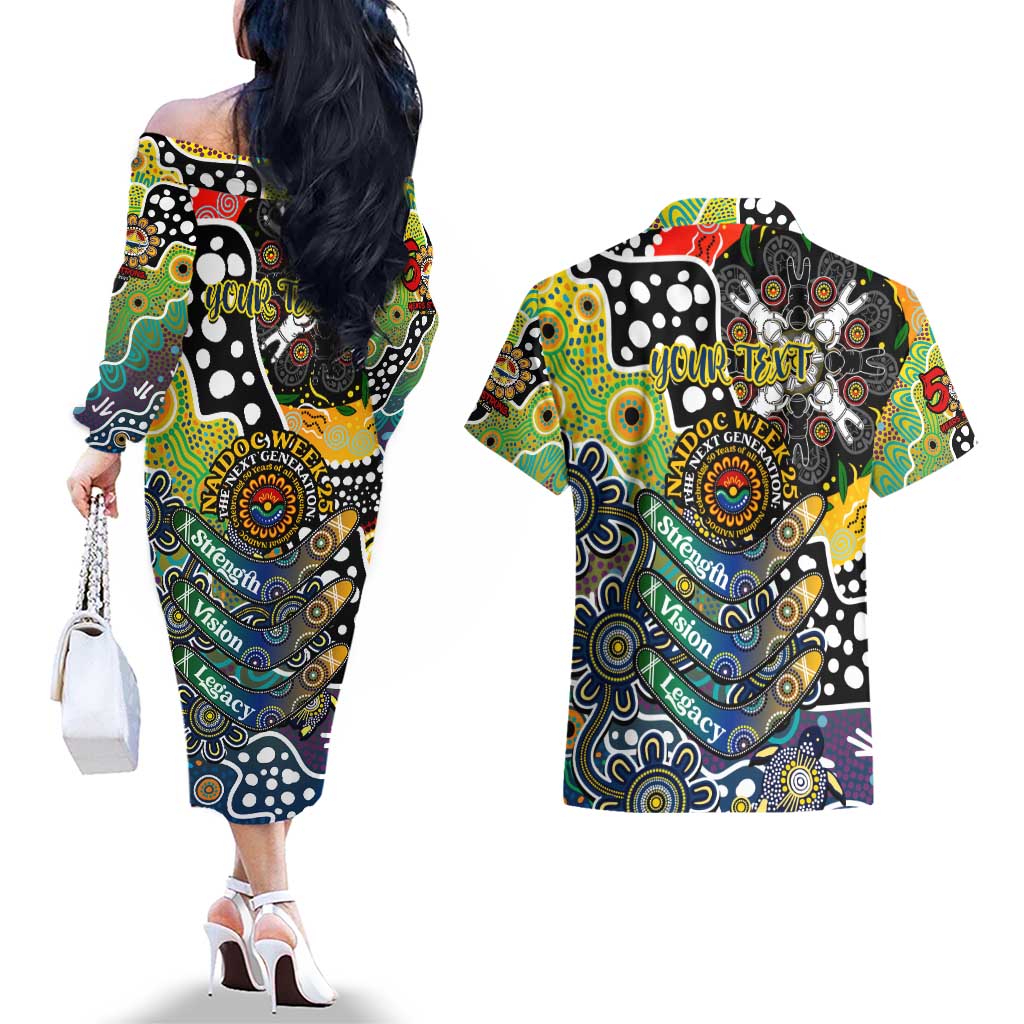 Personalised Cowboys NRL Celebrating 50 Years of Naidoc Couples Matching Off The Shoulder Long Sleeve Dress and Hawaiian Shirt NAIDOC Week 2025 Aboriginal