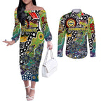 Personalised Cowboys NRL Celebrating 50 Years of Naidoc Couples Matching Off The Shoulder Long Sleeve Dress and Long Sleeve Button Shirt NAIDOC Week 2025 Aboriginal