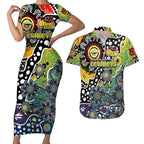Personalised Cowboys NRL Celebrating 50 Years of Naidoc Couples Matching Short Sleeve Bodycon Dress and Hawaiian Shirt NAIDOC Week 2025 Aboriginal