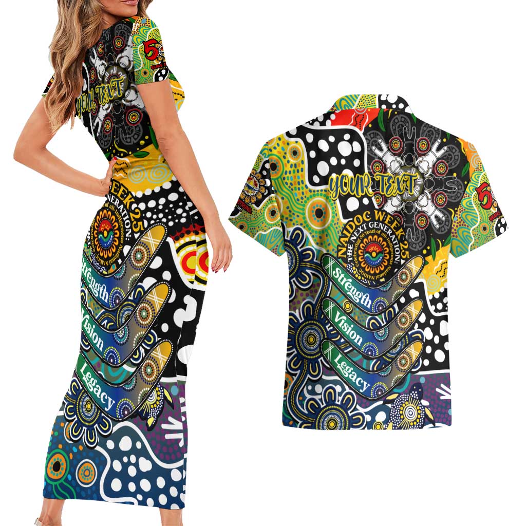 Personalised Cowboys NRL Celebrating 50 Years of Naidoc Couples Matching Short Sleeve Bodycon Dress and Hawaiian Shirt NAIDOC Week 2025 Aboriginal