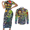 Personalised Cowboys NRL Celebrating 50 Years of Naidoc Couples Matching Short Sleeve Bodycon Dress and Long Sleeve Button Shirt NAIDOC Week 2025 Aboriginal