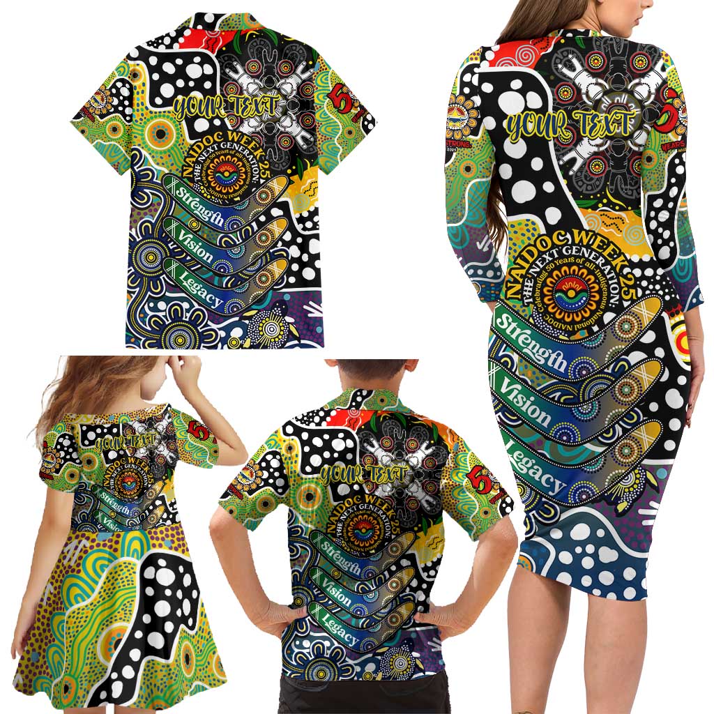 Personalised Cowboys NRL Celebrating 50 Years of Naidoc Family Matching Long Sleeve Bodycon Dress and Hawaiian Shirt NAIDOC Week 2025 Aboriginal