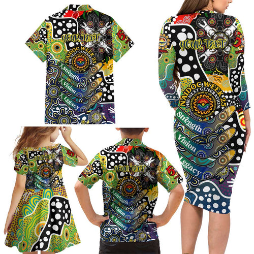 Personalised Cowboys NRL Celebrating 50 Years of Naidoc Family Matching Long Sleeve Bodycon Dress and Hawaiian Shirt NAIDOC Week 2025 Aboriginal