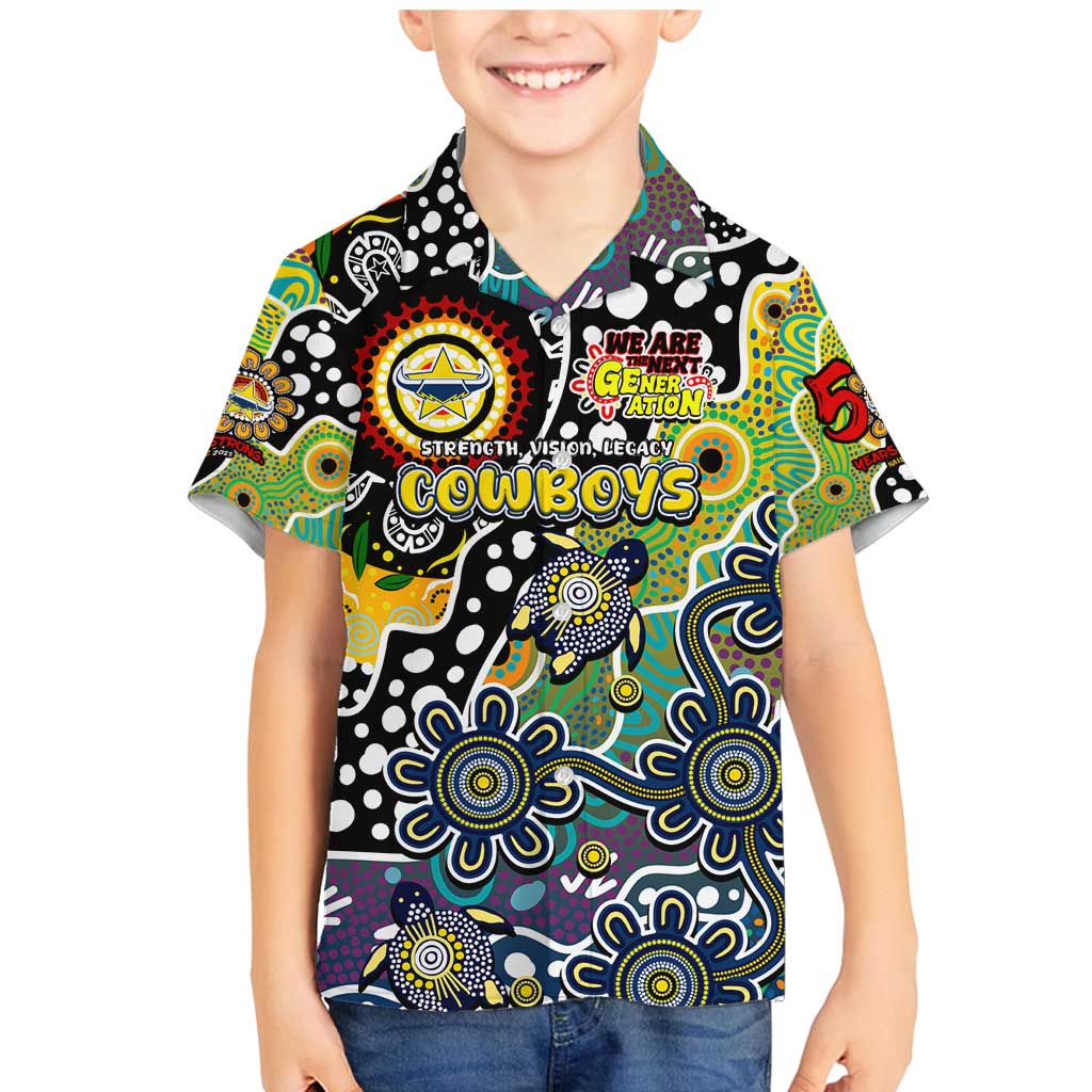 Personalised Cowboys NRL Celebrating 50 Years of Naidoc Family Matching Mermaid Dress and Hawaiian Shirt NAIDOC Week 2025 Aboriginal