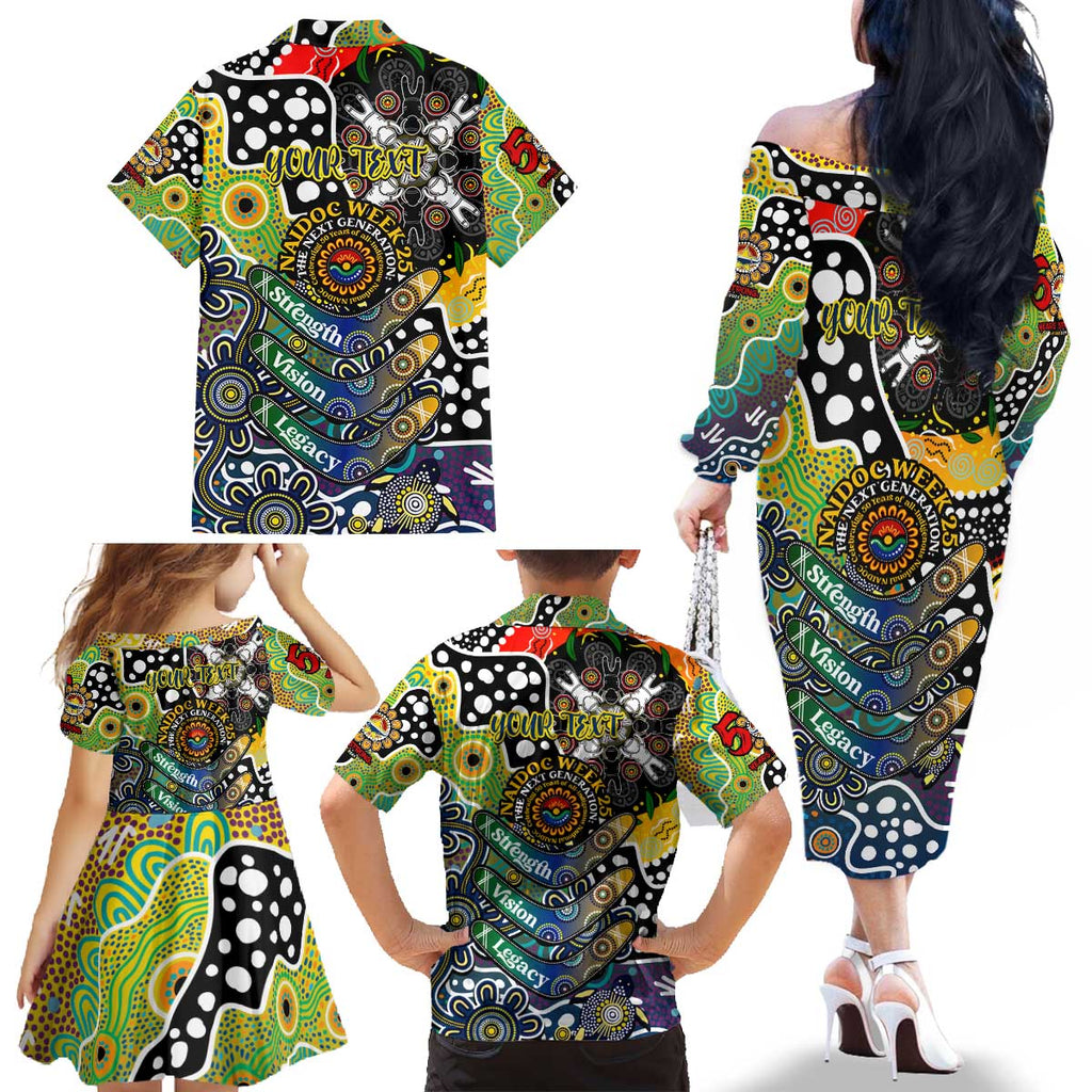 Personalised Cowboys NRL Celebrating 50 Years of Naidoc Family Matching Off The Shoulder Long Sleeve Dress and Hawaiian Shirt NAIDOC Week 2025 Aboriginal