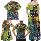 Personalised Cowboys NRL Celebrating 50 Years of Naidoc Family Matching Off Shoulder Maxi Dress and Hawaiian Shirt NAIDOC Week 2025 Aboriginal