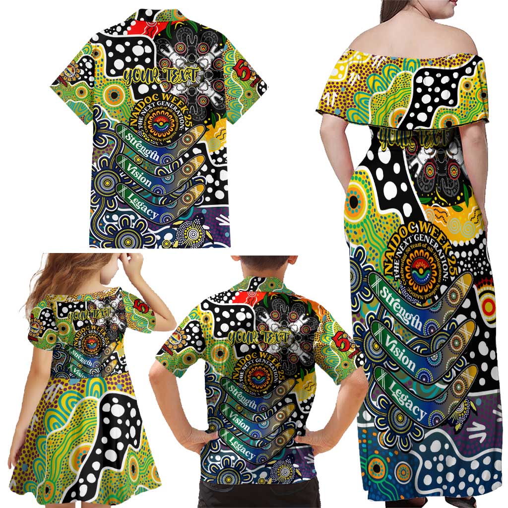 Personalised Cowboys NRL Celebrating 50 Years of Naidoc Family Matching Off Shoulder Maxi Dress and Hawaiian Shirt NAIDOC Week 2025 Aboriginal