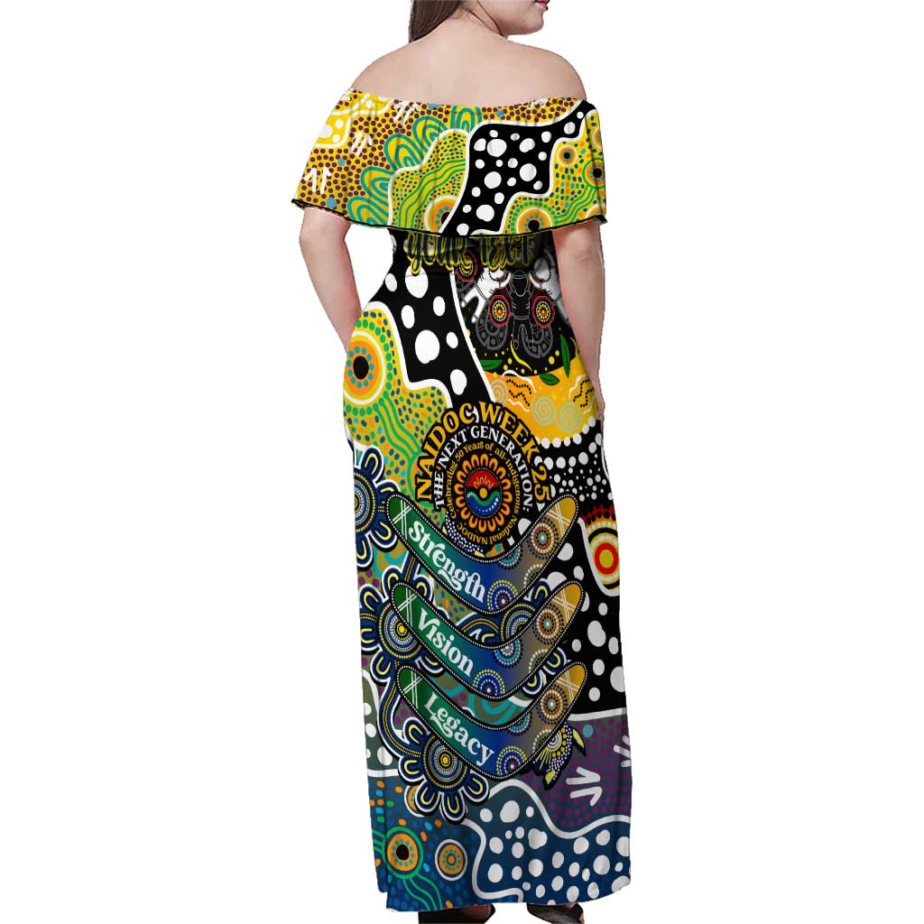 Personalised Cowboys NRL Celebrating 50 Years of Naidoc Family Matching Off Shoulder Maxi Dress and Hawaiian Shirt NAIDOC Week 2025 Aboriginal