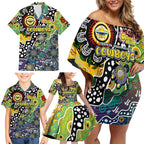 Personalised Cowboys NRL Celebrating 50 Years of Naidoc Family Matching Off Shoulder Short Dress and Hawaiian Shirt NAIDOC Week 2025 Aboriginal