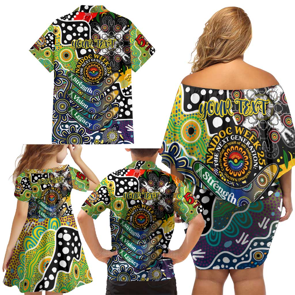 Personalised Cowboys NRL Celebrating 50 Years of Naidoc Family Matching Off Shoulder Short Dress and Hawaiian Shirt NAIDOC Week 2025 Aboriginal