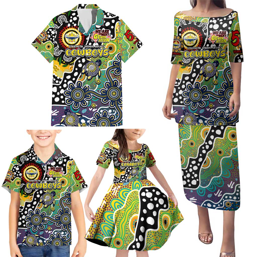Personalised Cowboys NRL Celebrating 50 Years of Naidoc Family Matching Puletasi and Hawaiian Shirt NAIDOC Week 2025 Aboriginal