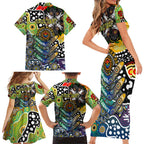 Personalised Cowboys NRL Celebrating 50 Years of Naidoc Family Matching Short Sleeve Bodycon Dress and Hawaiian Shirt NAIDOC Week 2025 Aboriginal