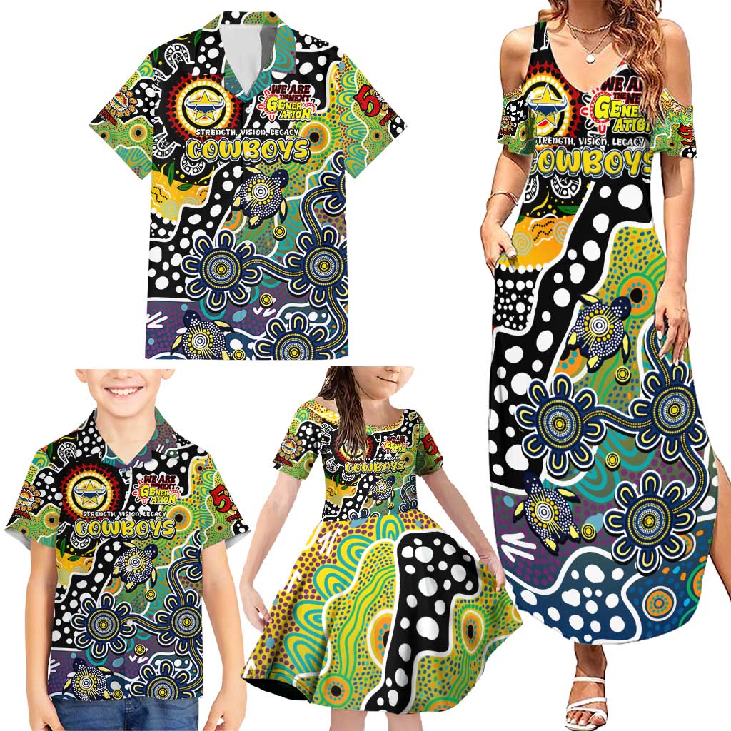 Personalised Cowboys NRL Celebrating 50 Years of Naidoc Family Matching Summer Maxi Dress and Hawaiian Shirt NAIDOC Week 2025 Aboriginal