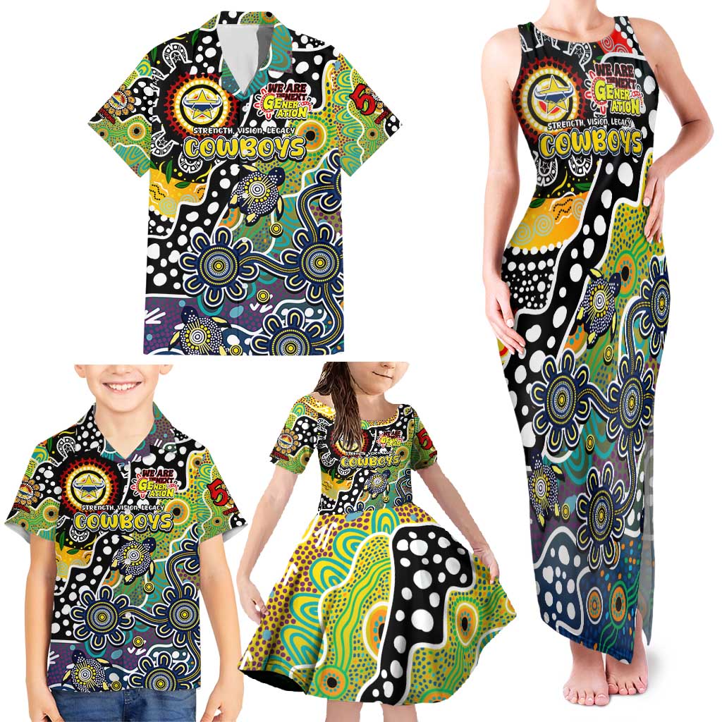 Personalised Cowboys NRL Celebrating 50 Years of Naidoc Family Matching Tank Maxi Dress and Hawaiian Shirt NAIDOC Week 2025 Aboriginal