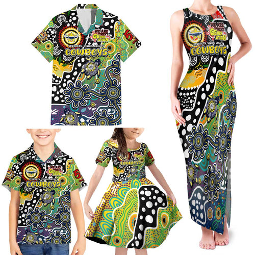 Personalised Cowboys NRL Celebrating 50 Years of Naidoc Family Matching Tank Maxi Dress and Hawaiian Shirt NAIDOC Week 2025 Aboriginal