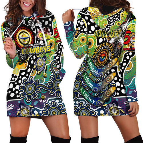 Personalised Cowboys NRL Celebrating 50 Years of Naidoc Hoodie Dress NAIDOC Week 2025 Aboriginal