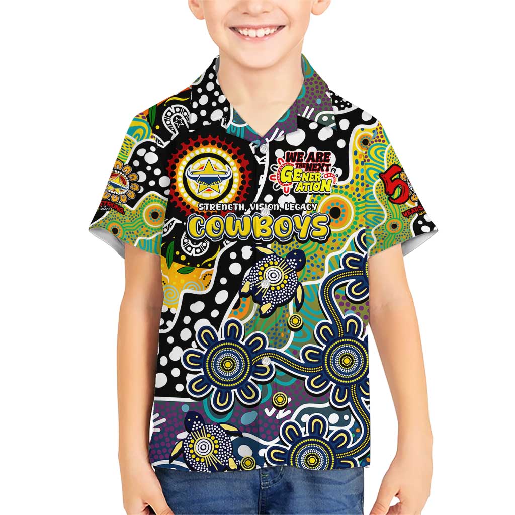 Personalised Cowboys NRL Celebrating 50 Years of Naidoc Kid Hawaiian Shirt NAIDOC Week 2025 Aboriginal