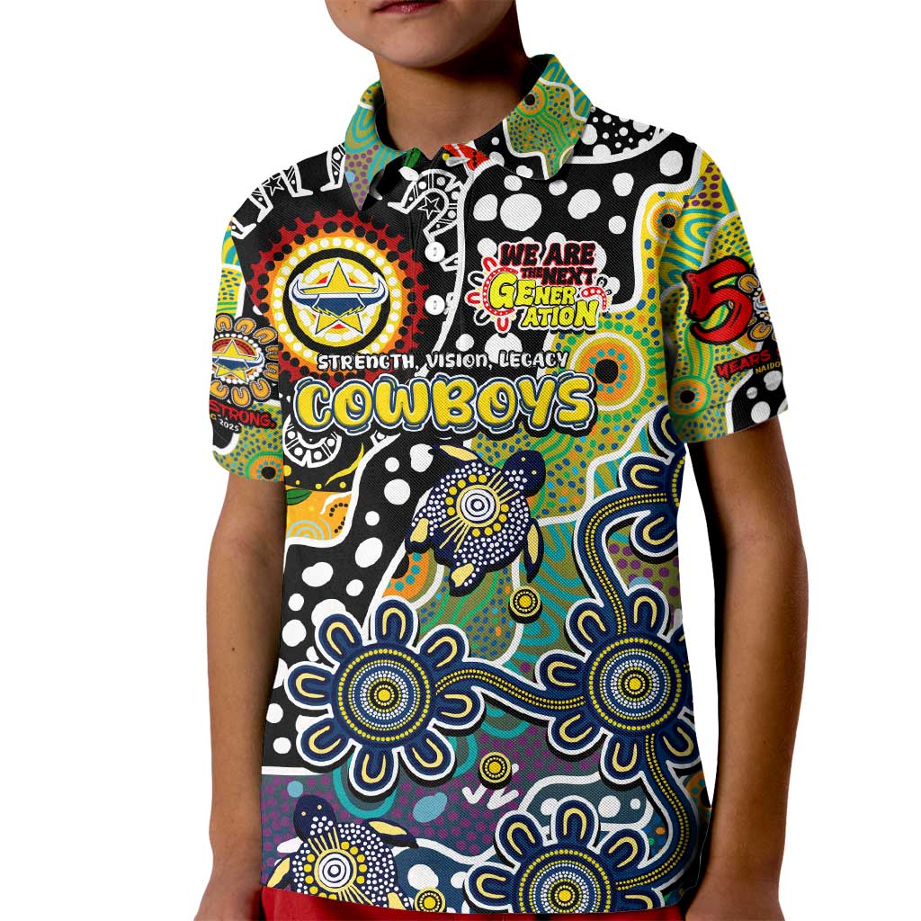 Personalised Cowboys NRL Celebrating 50 Years of Naidoc Kid Polo Shirt NAIDOC Week 2025 Aboriginal