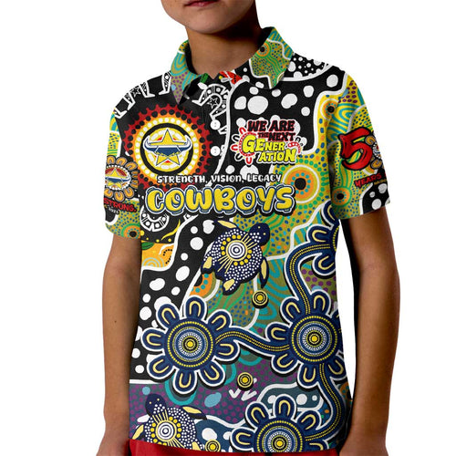 Personalised Cowboys NRL Celebrating 50 Years of Naidoc Kid Polo Shirt NAIDOC Week 2025 Aboriginal