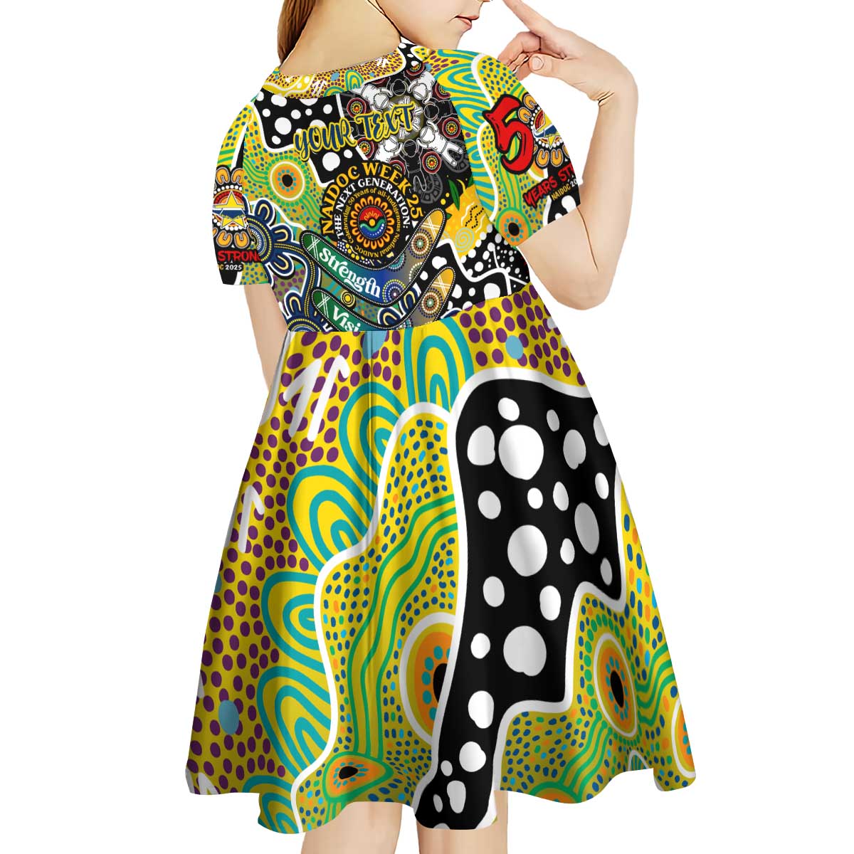 Personalised Cowboys NRL Celebrating 50 Years of Naidoc Kid Short Sleeve Dress NAIDOC Week 2025 Aboriginal