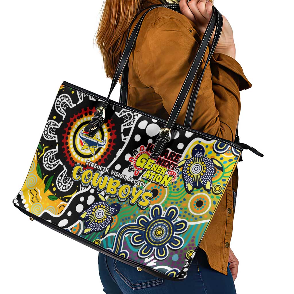 Cowboys NRL Celebrating 50 Years of Naidoc Leather Tote Bag NAIDOC Week 2025 Aboriginal