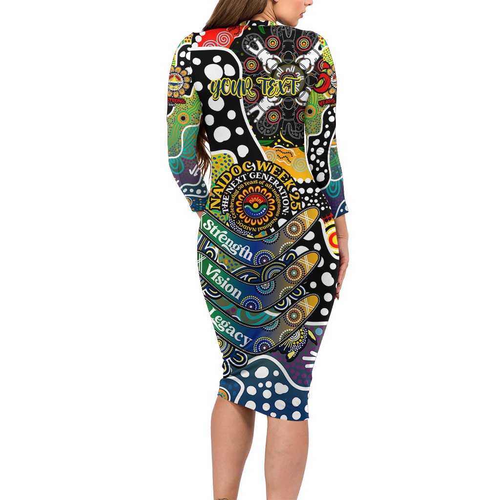 Personalised Cowboys NRL Celebrating 50 Years of Naidoc Long Sleeve Bodycon Dress NAIDOC Week 2025 Aboriginal