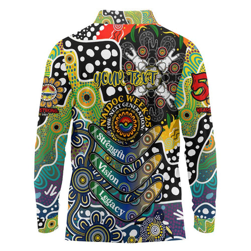Personalised Cowboys NRL Celebrating 50 Years of Naidoc Long Sleeve Polo Shirt NAIDOC Week 2025 Aboriginal