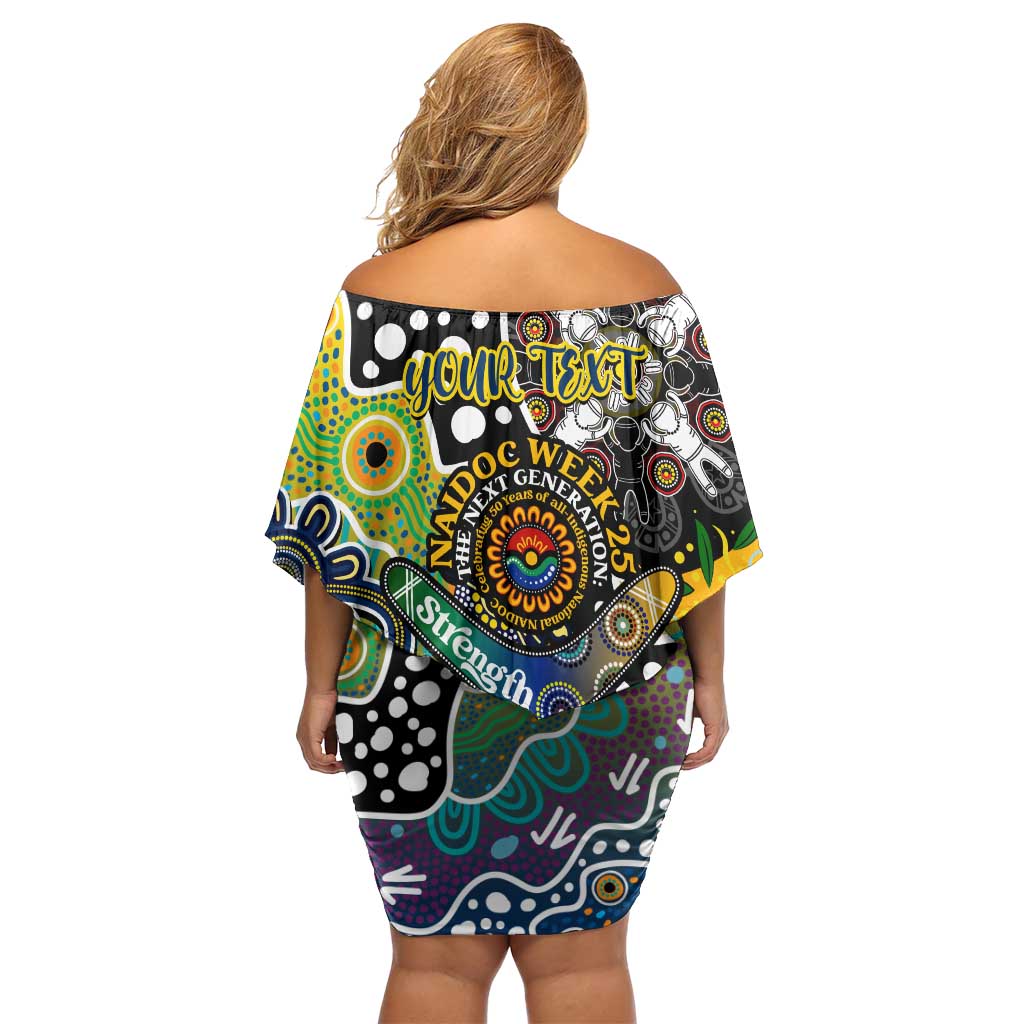 Personalised Cowboys NRL Celebrating 50 Years of Naidoc Off Shoulder Short Dress NAIDOC Week 2025 Aboriginal