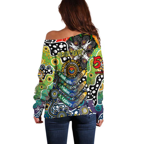 Personalised Cowboys NRL Celebrating 50 Years of Naidoc Off Shoulder Sweater NAIDOC Week 2025 Aboriginal