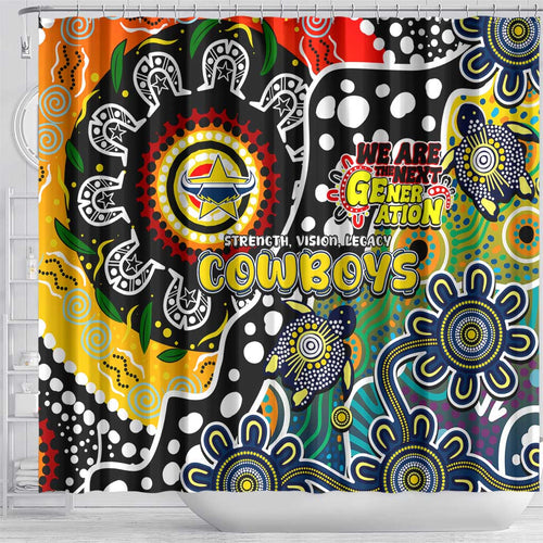 Cowboys NRL Celebrating 50 Years of Naidoc Shower Curtain NAIDOC Week 2025 Aboriginal