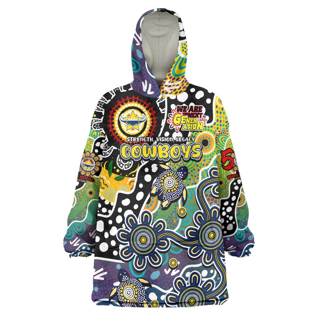 Personalised Cowboys NRL Celebrating 50 Years of Naidoc Wearable Blanket Hoodie NAIDOC Week 2025 Aboriginal