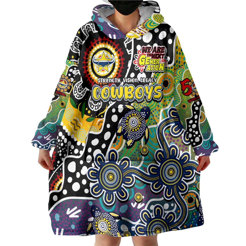Personalised Cowboys NRL Celebrating 50 Years of Naidoc Wearable Blanket Hoodie NAIDOC Week 2025 Aboriginal
