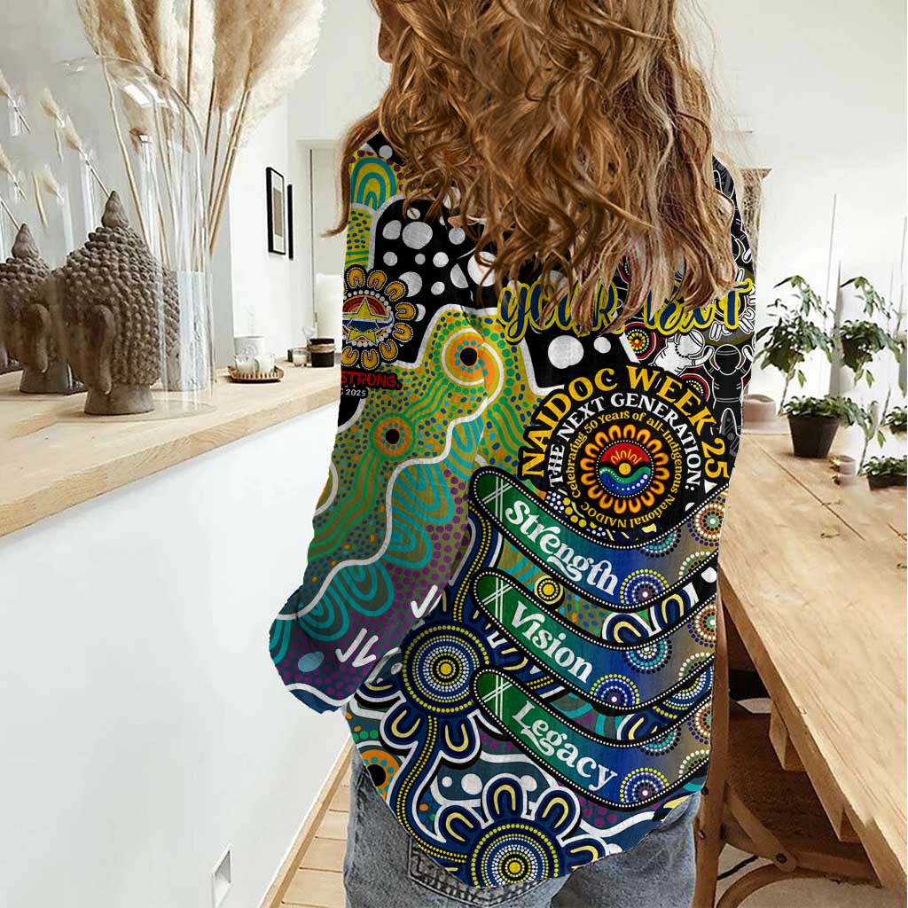 Personalised Cowboys NRL Celebrating 50 Years of Naidoc Women Casual Shirt NAIDOC Week 2025 Aboriginal