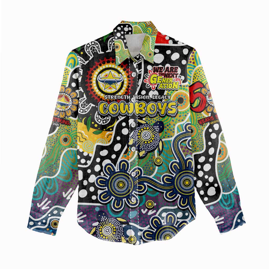 Personalised Cowboys NRL Celebrating 50 Years of Naidoc Women Casual Shirt NAIDOC Week 2025 Aboriginal