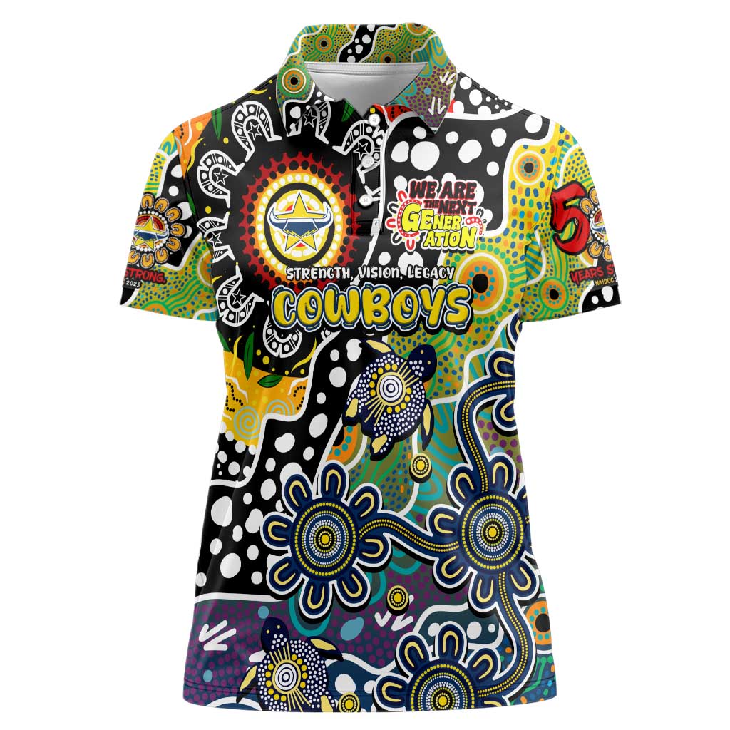 Personalised Cowboys NRL Celebrating 50 Years of Naidoc Women Polo Shirt NAIDOC Week 2025 Aboriginal