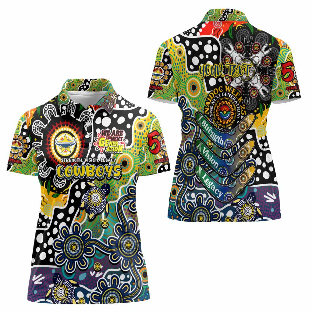 Personalised Cowboys NRL Celebrating 50 Years of Naidoc Women Polo Shirt NAIDOC Week 2025 Aboriginal