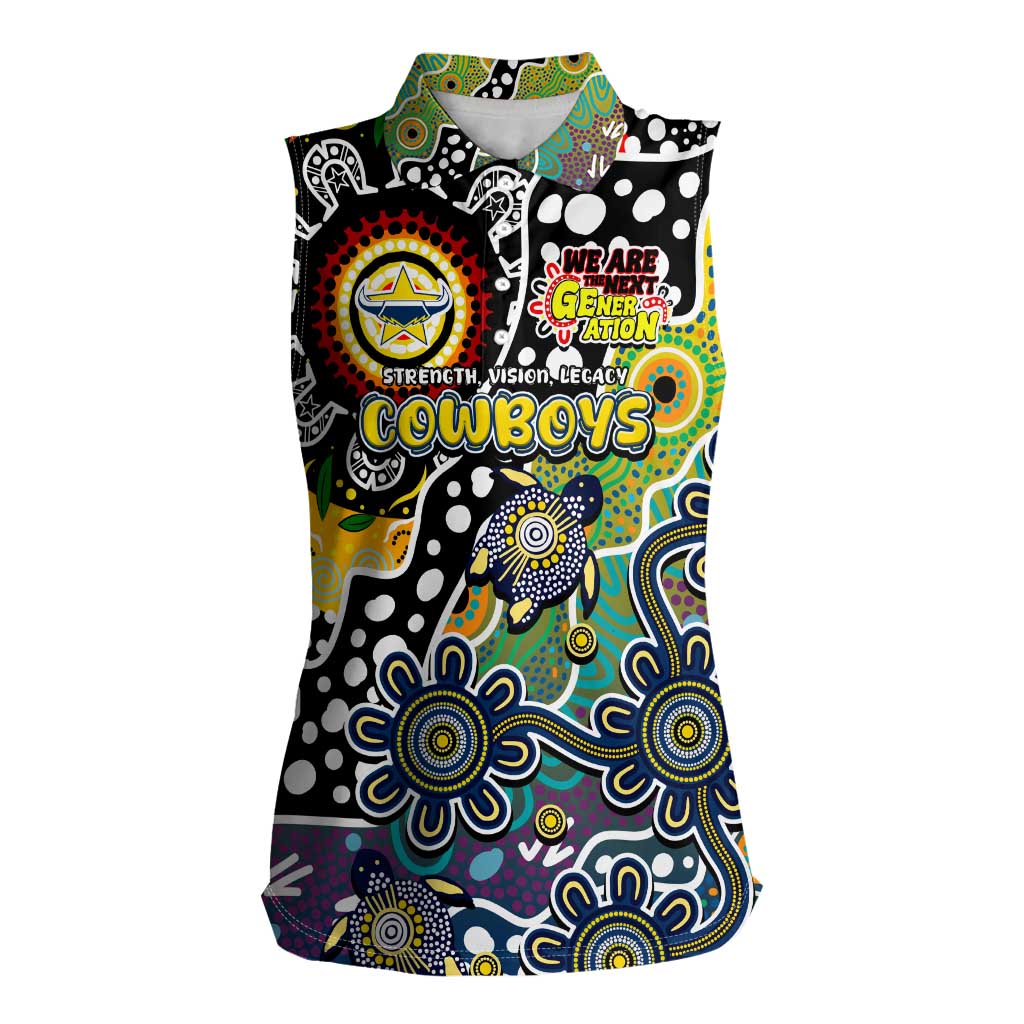 Personalised Cowboys NRL Celebrating 50 Years of Naidoc Women Sleeveless Polo Shirt NAIDOC Week 2025 Aboriginal