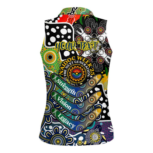 Personalised Cowboys NRL Celebrating 50 Years of Naidoc Women Sleeveless Polo Shirt NAIDOC Week 2025 Aboriginal