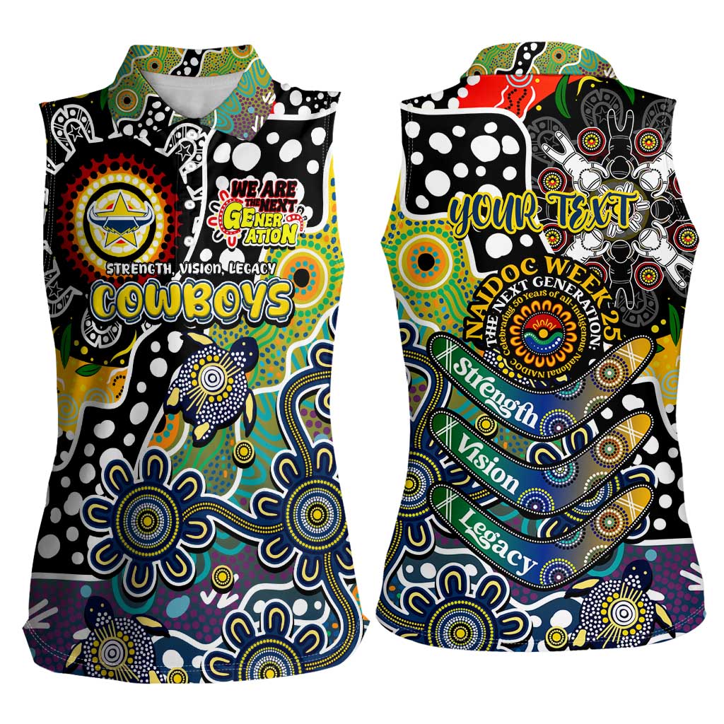 Personalised Cowboys NRL Celebrating 50 Years of Naidoc Women Sleeveless Polo Shirt NAIDOC Week 2025 Aboriginal